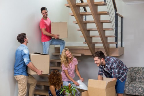 Packing boxes and protective materials prepared for a St Johns Wood home move