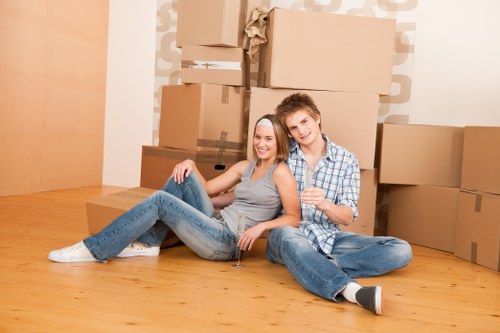 Packed household goods ready for transport during a London removal