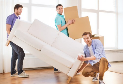 Office relocation planning in St Johns Wood with boxes and desks prepared for transport
