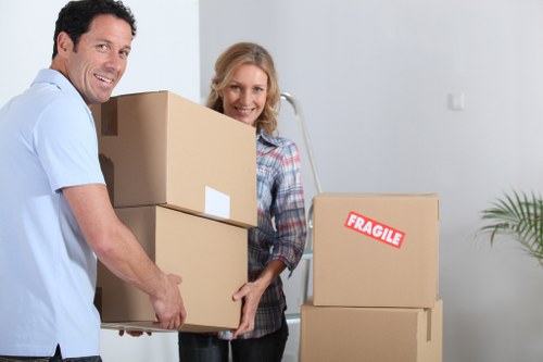 Fragile household items packed securely for a move in Stjohnswood