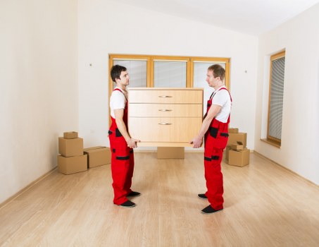 Carefully packed household belongings ready for transport